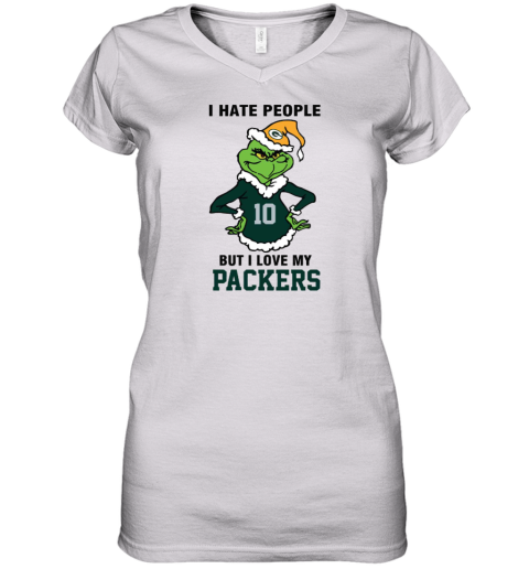 I Hate People But I Love My Packers Green Bay Packers NFL Teams Women's V-Neck T-Shirt