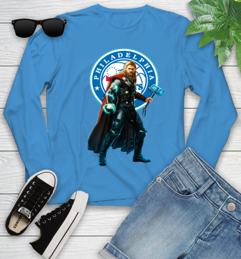 NBA Thor Avengers Endgame Basketball Philadelphia 76ers Youth Long Sleeve 7