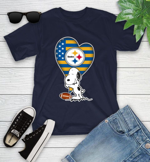 Pittsburgh Steelers NFL Football The Peanuts Movie Adorable Snoopy Youth T-Shirt 3
