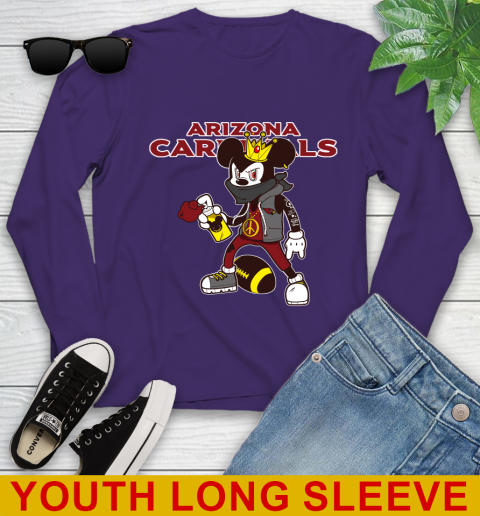 Arizona Cardinals NFL Football Mickey Peace Sign Sports Youth Long Sleeve 5