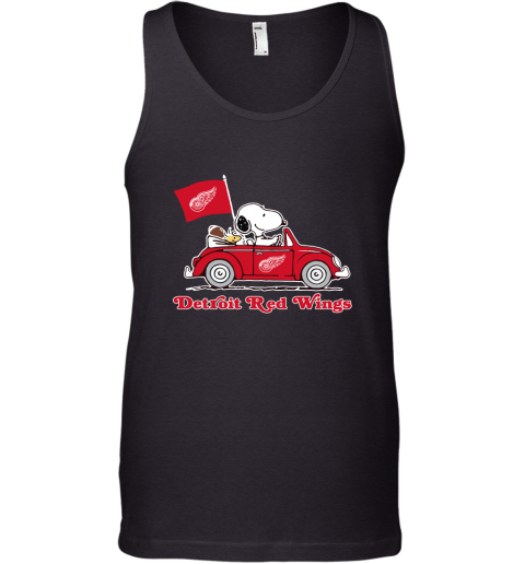 Snoopy And Woodstock Ride The Detroit Red Wings Car NFL Tank Top