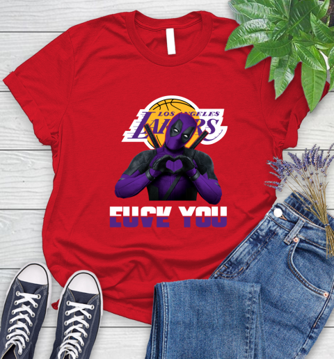 NBA Los Angeles Lakers Deadpool Love You Fuck You Basketball Women's T-Shirt 13