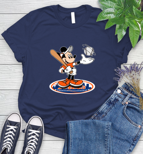 MLB Baseball New York Mets Cheerful Mickey Disney Shirt Women's T-Shirt 12