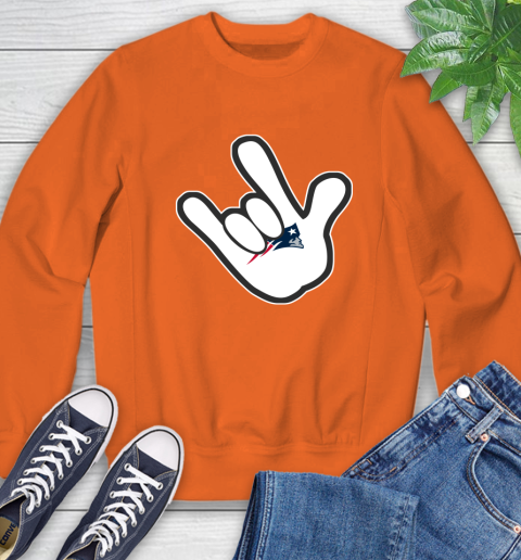 New England Patriots NFL Football Mickey Rock Hand Disney Sweatshirt 4