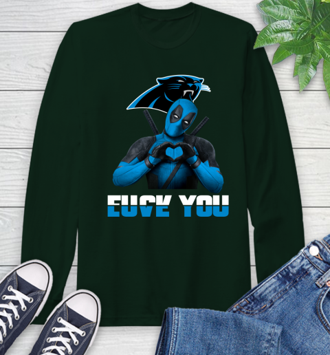 NHL Carolina Panthers Deadpool Love You Fuck You Football Sports Long Sleeve T-Shirt 7