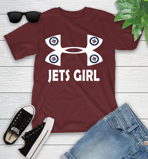NHL Winnipeg Jets Girl Under Armour Hockey Sports Youth T-Shirt 14