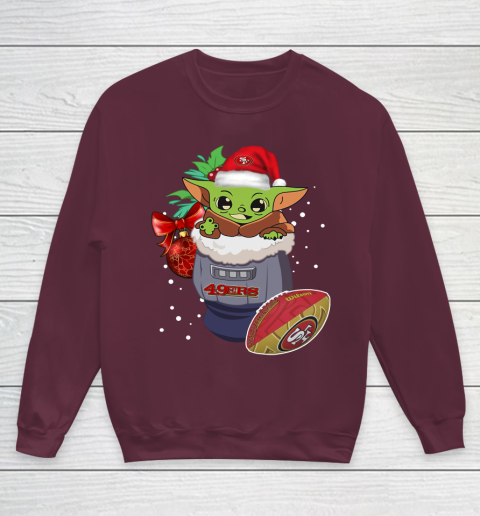 San Francisco 49ers Christmas Baby Yoda Star Wars Funny Happy NFL Youth Sweatshirt 5