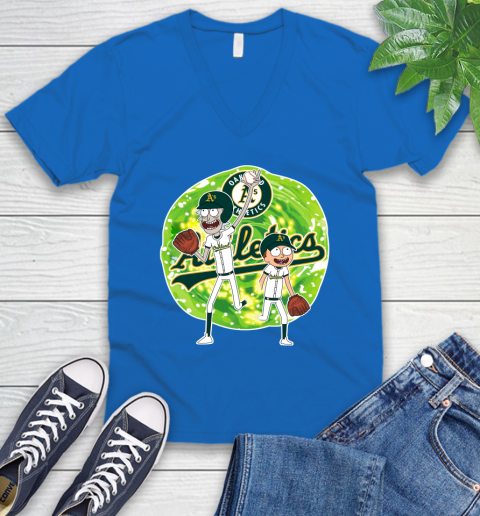 MLB Oakland Athletics Rick And Morty Baseball Sports V-Neck T-Shirt 6