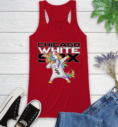 Chicago White Sox MLB Baseball Funny Unicorn Dabbing Sports Racerback Tank 6