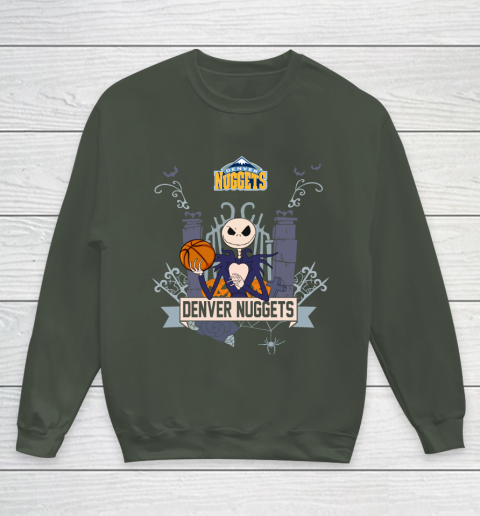 NBA Denver Nuggets Basketball Jack Skellington Halloween Youth Sweatshirt 8