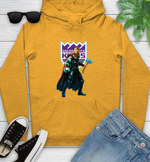 NBA Thor Avengers Endgame Basketball Sacramento Kings Youth Hoodie 3
