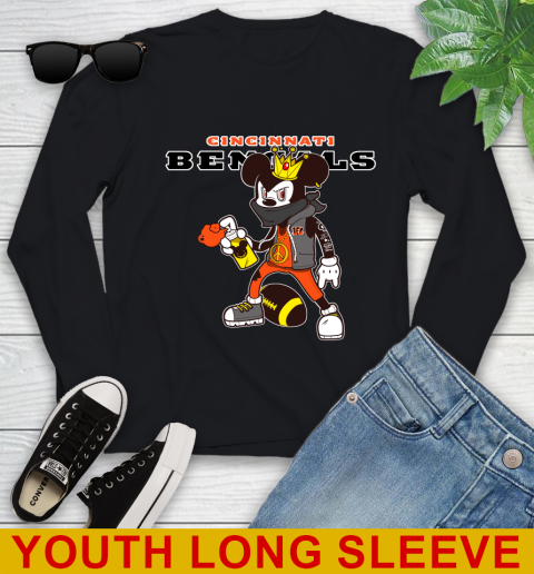 Cincinnati Bengals NFL Football Mickey Peace Sign Sports Youth Long Sleeve 2