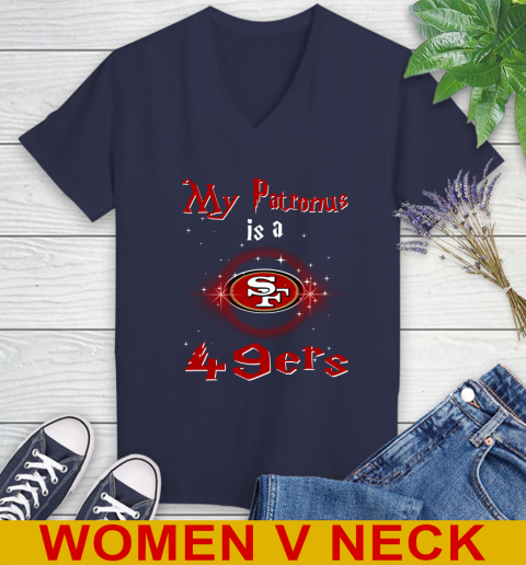 NFL Football Harry Potter My Patronus Is A San Francisco 49ers Women's V-Neck T-Shirt 12