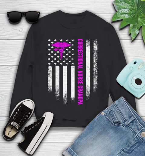 Nurse Shirt Vintage USA American Flag Proud Correctional Nurse Grandpa T Shirt Youth Sweatshirt