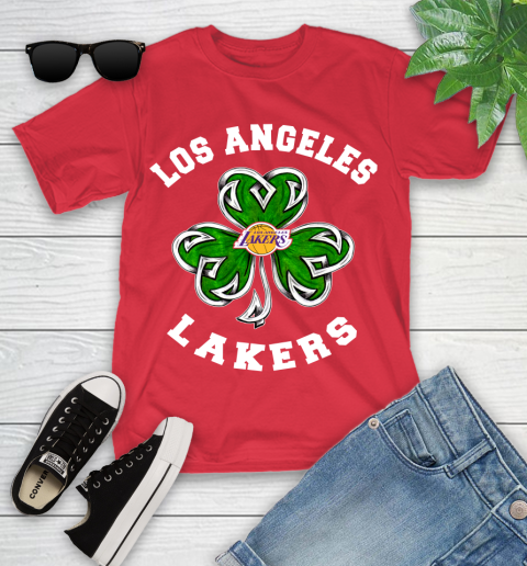 NBA Los Angeles Lakers Three Leaf Clover St Patrick's Day Basketball Sports Youth T-Shirt 13