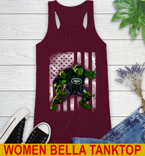 New York Jets Hulk Marvel Avengers NFL Football American Flag Racerback Tank - Image 3