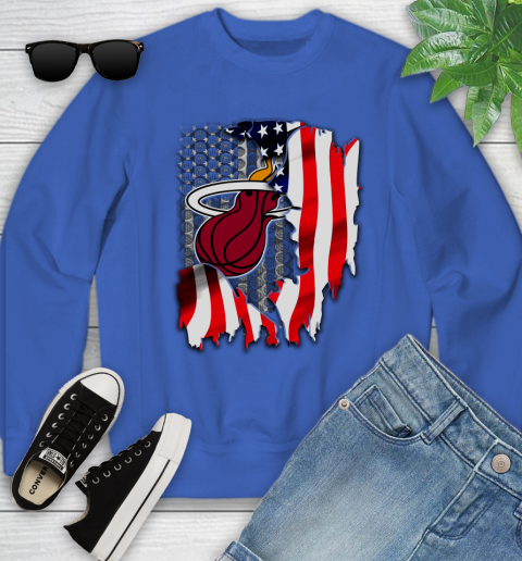 Miami Heat NBA Basketball American Flag Youth Sweatshirt 7