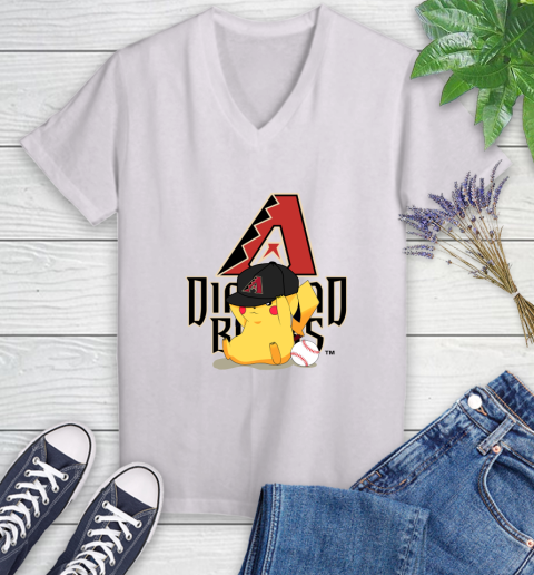 MLB Pikachu Baseball Sports Arizona Diamondbacks Women's V-Neck T-Shirt