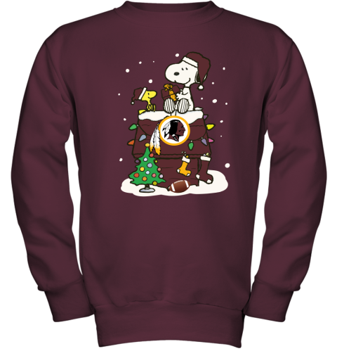 A Happy Christmas With Washington Redskins Snoopy Youth Sweatshirt