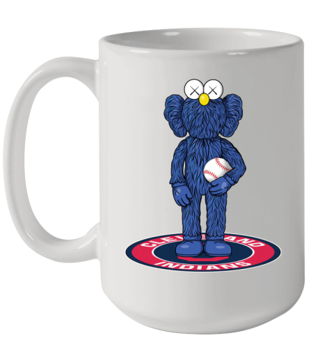 MLB Baseball Cleveland Indians Kaws Bff Blue Figure Shirt Ceramic Mug 15oz