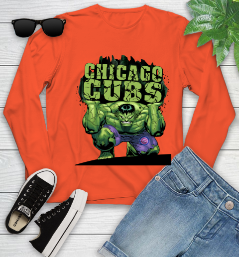 Chicago Cubs MLB Baseball Incredible Hulk Marvel Avengers Sports Youth Long Sleeve 4