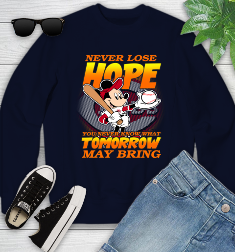 Cincinnati Reds MLB Baseball Mickey Disney Never Lose Hope Youth Sweatshirt 2