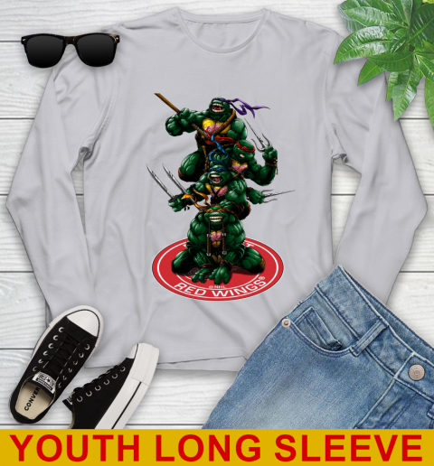 NHL Hockey Detroit Red Wings Teenage Mutant Ninja Turtles Shirt Youth Long Sleeve 6