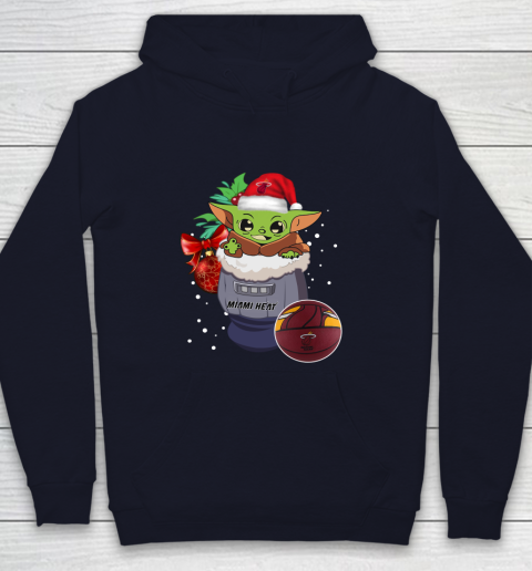 Miami Heat Christmas Baby Yoda Star Wars Funny Happy NBA Youth Hoodie 3