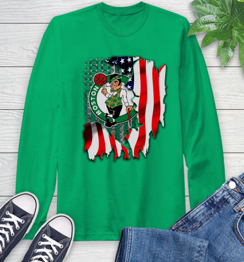 Boston Celtics NBA Basketball American Flag Long Sleeve T-Shirt 8