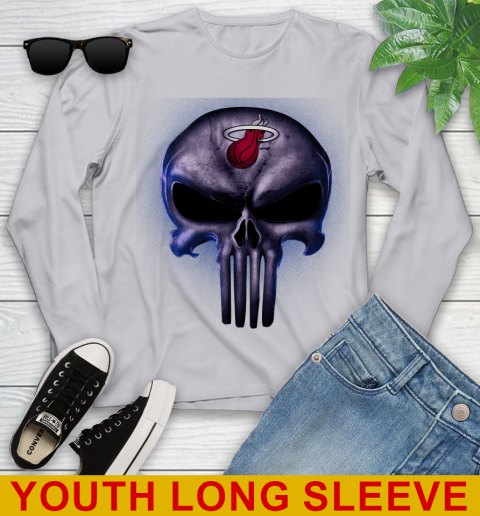 Miami Heat NBA Basketball Punisher Skull Sports Youth Long Sleeve 5
