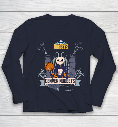NBA Denver Nuggets Basketball Jack Skellington Halloween Youth Long Sleeve 2
