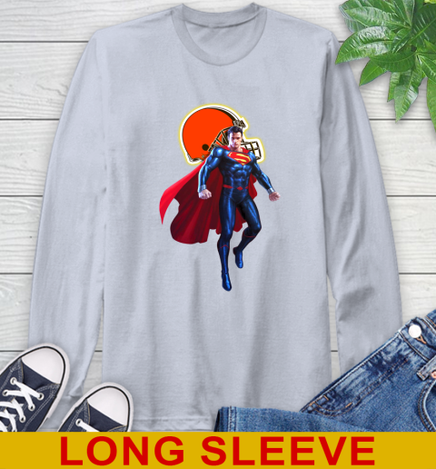 NFL Superman DC Sports Football Cleveland Browns Long Sleeve T-Shirt 6
