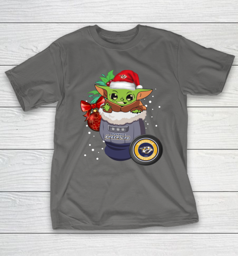 Nashville Predators Christmas Baby Yoda Star Wars Funny Happy NHL T-Shirt 9