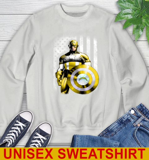 Los Angeles Chargers NFL Football Captain America Marvel Avengers American Flag Shirt Sweatshirt - Image 6