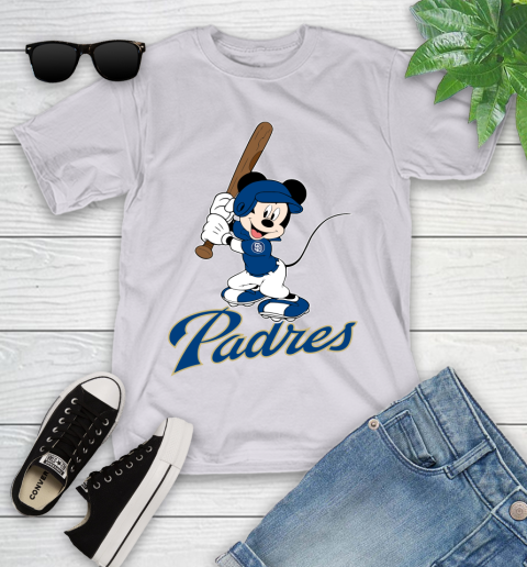 MLB Baseball San Diego Padres Cheerful Mickey Mouse Shirt Youth T-Shirt 4