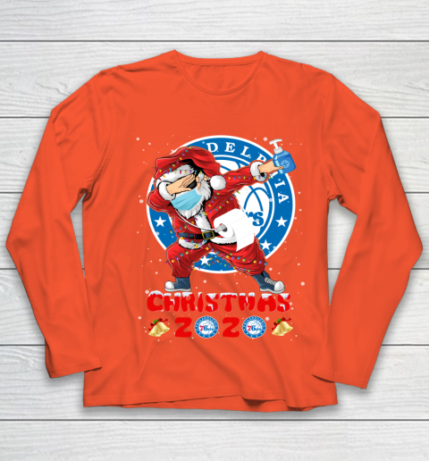 Philadelphia 76ers Funny Santa Claus Dabbing Christmas 2020 NBA Youth Long Sleeve 3