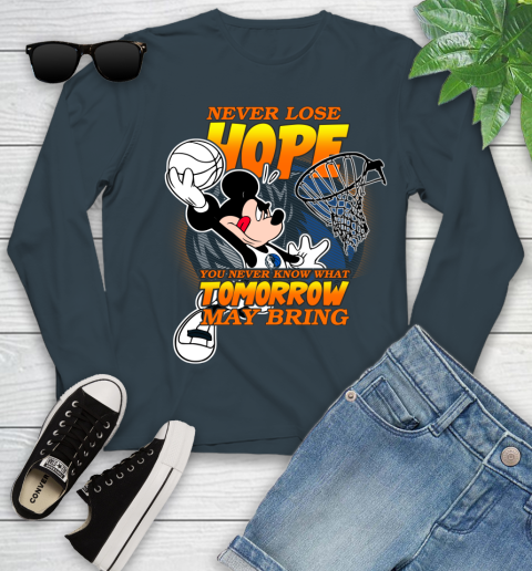 Dallas Mavericks NBA Basketball Mickey Disney Never Lose Hope Youth Long Sleeve 9
