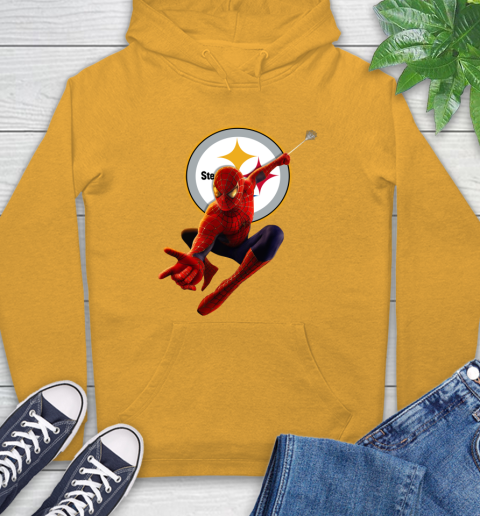 NFL Spider Man Avengers Endgame Football Pittsburgh Steelers Hoodie 3
