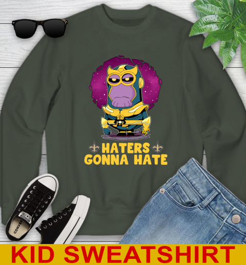 NFL Football New Orleans Saints Haters Gonna Hate Thanos Minion Marvel Shirt Youth Sweatshirt 9