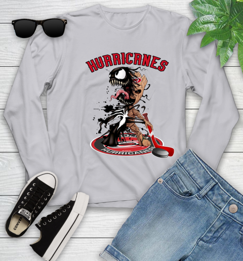 NHL Carolina Hurricanes Hockey Venom Groot Guardians Of The Galaxy Youth Long Sleeve 5