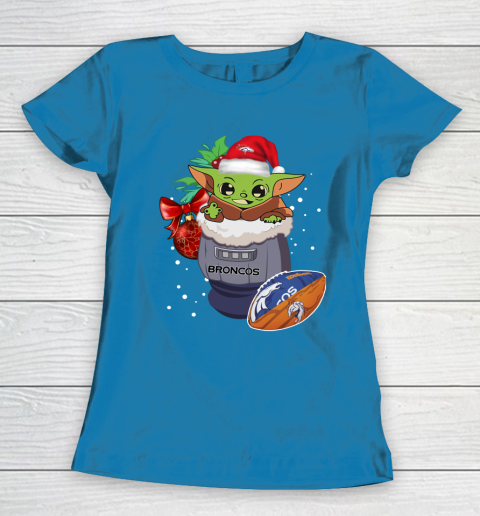 Denver Broncos Christmas Baby Yoda Star Wars Funny Happy NFL Women's T-Shirt 7