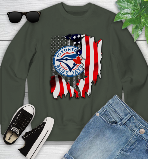 Toronto Blue Jays MLB Baseball American Flag Youth Sweatshirt 9