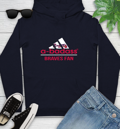 MLB A Badass Atlanta Braves Fan Adidas Baseball Sports Youth Hoodie 3
