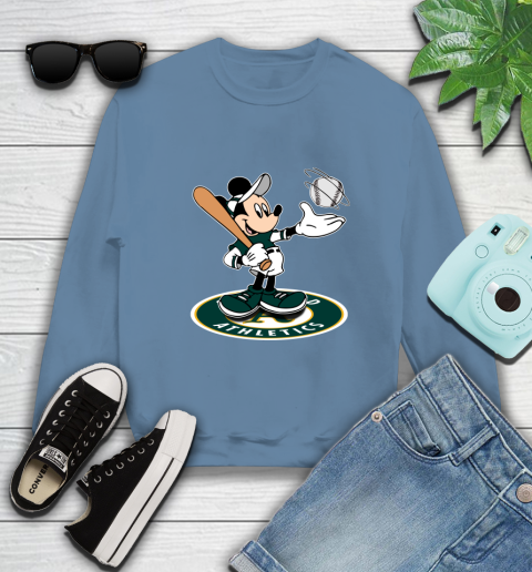 MLB Baseball Oakland Athletics Cheerful Mickey Disney Shirt Sweatshirt 8