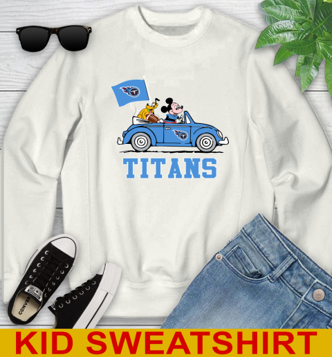 NFL Football Tennessee Titans Pluto Mickey Driving Disney Shirt Youth Sweatshirt