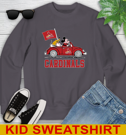 MLB Baseball St.Louis Cardinals Pluto Mickey Driving Disney Shirt Youth Sweatshirt 6