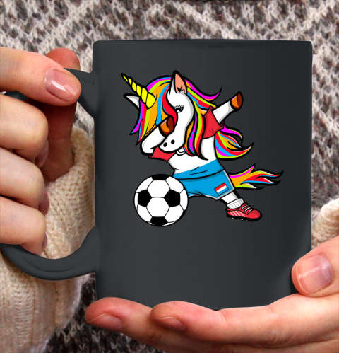 Dabbing Unicorn Luxembourg Football Luxembourg Flag Soccer Ceramic Mug 11oz