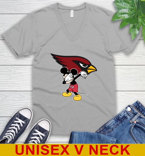 Arizona Cardinals NFL Football Dabbing Mickey Disney Sports V-Neck T-Shirt 4