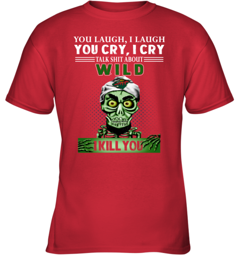 NHL Talk Shit About Minnesota Wild I Kill You Achmed The Dead Terrorist Jeffrey Dunham Hockey SRySxTxKTv8 youth t shirt 26 95 151514 front red