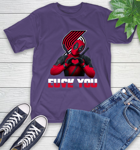 NBA Portland Trail Blazers Deadpool Love You Fuck You Basketball Sports T-Shirt 5
